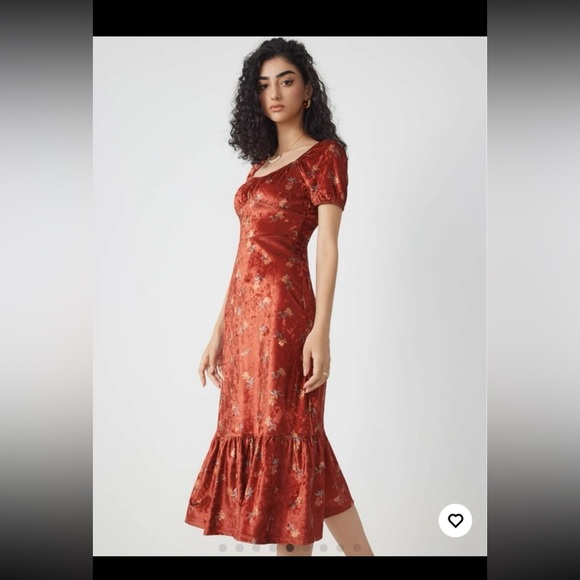 Cider Velvet Sweetheart Floral Midi Dress 
size XXL - Picture 4 of 12